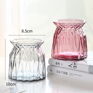 欧式玻璃瓶透明玻璃花瓶容器，薄荷绿萝水培，植物花盆圆水养小号器皿