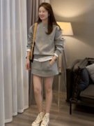 欧货韩系时尚运动卫衣套装女2024圆领上衣短裙休闲两件套