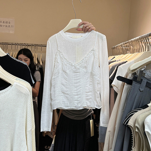 韩国东大门女装春秋奶系穿搭薄纱套装叠穿吊带，背心两件套上衣