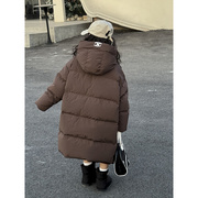 长中款羽绒服学生冬装外套韩国男童加厚童装女童过膝儿童洋气宝宝
