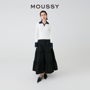 MOUSSY 2024夏季简约通勤拼色打底针织衫小上衣028HS470-0030