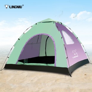 3-4人帐篷便携式全自动户外速开加厚野营野外露营旅行郊游