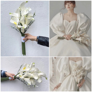 高级韩式手捧花韩系婚纱照，拍摄马蹄莲手，捧花结婚婚礼白色手拿花
