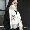 韩版秋冬季女士条纹格子披巾仿羊绒围巾披肩，两用冬天保暖百搭围脖