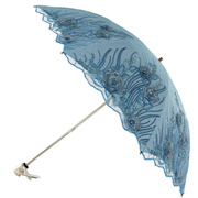 防晒防紫外线二折双层蕾丝刺绣花遮阳太阳伞黑胶公主晴雨两用洋伞