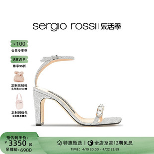 sergiorossisr女鞋，sr1系列水晶钻饰高跟凉鞋