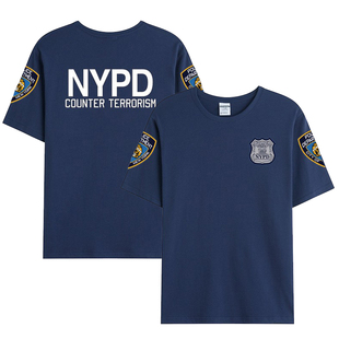 夏季纯棉美国NYPD训练战术户外FBI军迷LAPD男女T恤短袖