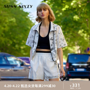 misssixt合作系列短袖外套女涂鸦logo印花设计感美式复古街头范