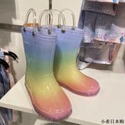 日本db彩虹儿童雨鞋小学生女，宝幼儿园防滑中筒雨靴彩虹四季水鞋