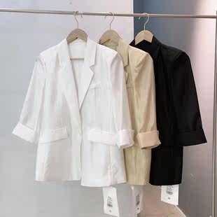 (清)小西装外套，女春夏薄款韩版小个子防晒西服，上衣yjr4556长60