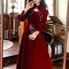 秋冬大码新中式旗袍回门订婚晚会，敬酒服平时可穿高级感红色连衣裙