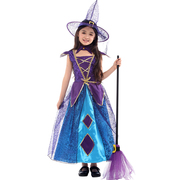万圣节cosplay服装女童巫婆裙幼儿，舞台演出服儿童cos魔法师女巫婆