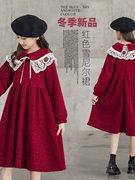 女童春季连衣裙2024套装裙子小女孩，洋气时髦公主，裙红色生日裙