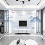 8D新中式山水画壁纸电视背景墙壁画现代简约墙纸客厅装饰影视墙布