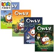 Owly 学乐桥梁漫画 大眼猫头鹰奥莉系列4册套装 儿童漫画章节书 英文原版 进口图书 英语图画图像小说 7-12岁 大音