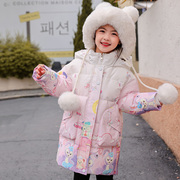 儿童羽绒服女童中长款2023韩版洋气女孩加厚小童宝宝外套冬季