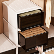 收纳箱抽屉式塑料家用衣服，衣柜储物盒黑茶，内衣收纳盒大容量整理箱