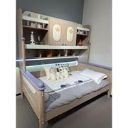 橡木儿童床带书架衣柜，储物节省空间1.2米可爱风床1.5米大孩全实木