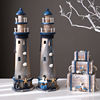 地中海风格灯塔木质做旧木塔海洋风组合灯塔，摆件桌面复古装饰摆设