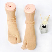棉袜中筒袜日系纯棉女式吸湿纯色肤色松口袜子两指袜分趾袜款