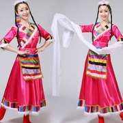 藏族演出服装 女藏族舞蹈演出服 藏族广场舞服装水袖舞蹈服饰藏服