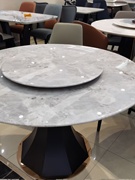 天然超晶石餐桌椅组合现代简约家用高端奢石饭桌大理石圆桌带转盘