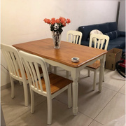 地中海餐桌椅组合现代美式田园，风乡村简美小美式风格纯全实木桌子