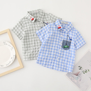 男童格子衬衫短袖夏季韩版童装男孩夏装宝宝上衣儿童衬衣