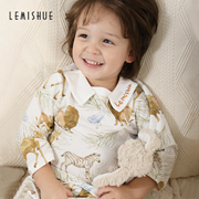 lemishue乐咪鼠儿童套装夏季薄款睡衣莫代尔洋气，夏装宝宝长袖衣服