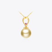 meluxe南洋金18k金海水(金海水)珍珠项链吊坠，红宝石锁骨链珍珠母亲节礼物