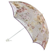 台湾贝诗防晒防紫外线二折超轻蕾丝刺绣遮阳太阳伞黑胶公主晴雨伞