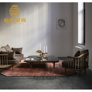 新中式实木布艺沙发组合现代简约客厅休闲椅别墅会所高档家具定制