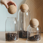 咖啡罐密封罐咖啡豆保存罐，软木塞玻璃瓶茶叶展示储物罐杂粮收纳罐
