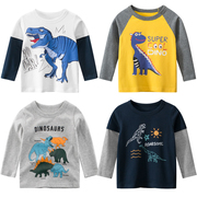 儿童t恤长袖4岁男童纯棉，上衣服3宝宝，5小男孩子恐龙图案打底衫春装
