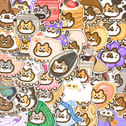 96枚简笔画小猫咪头像表情包贴纸(包贴纸)可爱卡通手机壳水杯手账贴画防水