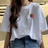 100%纯棉短袖t恤女白色打底衫夏季韩版学生，宽松印花上衣ins潮