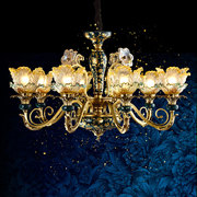 欧式全铜吊灯客厅大气奢华美式餐厅卧室灯法式陶瓷灯具