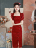 新中式旗袍敬酒服新娘，订婚连衣裙平时可穿红色礼服女回门2024
