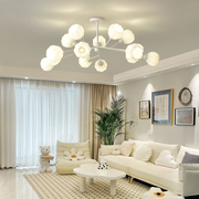 创意奶油风玻璃白色温馨客厅吊灯简约现代主卧室灯2023年灯具