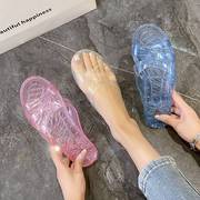 夏季女人室内居家浴室塑料防滑软底PVC水晶透明大尺码凉拖鞋不脚