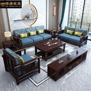 2023新中式全实木沙发，组合家具储物高档布艺大小户型古典别墅客厅