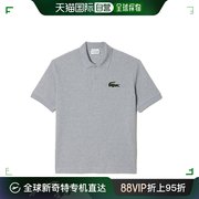 美国直邮Lacoste鳄鱼轻商务短袖T恤男士POLO衫浅灰色时尚商务上衣