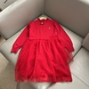 女童冬季大红色纯棉，针织连衣裙年服