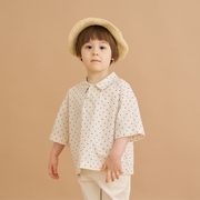AIDA韩国童装24夏男女婴小童宝柔软波点翻领宽松短袖套头衬衫