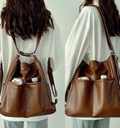原创春季软皮包包女大容量三用背包通勤托特包多功能背包斜跨书包