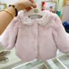韩国susu家22秋冬女宝儿童花边蕾丝领洋气毛外套 保暖仿兔毛外套
