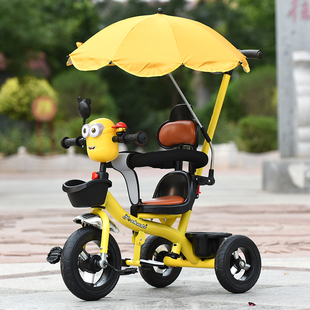 婴幼儿童三轮车脚踏手推车1-3-2-6岁小宝宝玩具轻便音乐遛娃双向