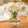 花瓶摆件客厅插花玻璃轻奢高级感透明复古餐桌，矮水培玫瑰大口径宽