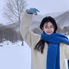 2024款氛围感纯色宝蓝色马海毛蓬松冬季韩版保暖显白围巾女高级感