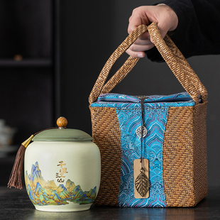 茶叶罐高档家用陶瓷储茶罐1半斤普洱茶红茶空盒礼盒定制logo